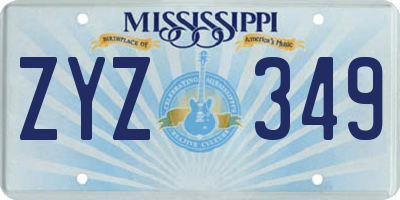 MS license plate ZYZ349