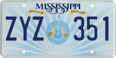 MS license plate ZYZ351