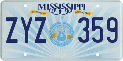 MS license plate ZYZ359