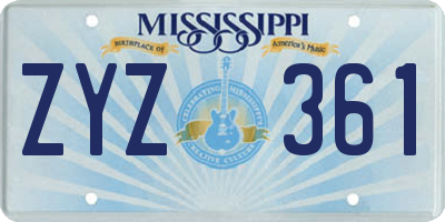 MS license plate ZYZ361