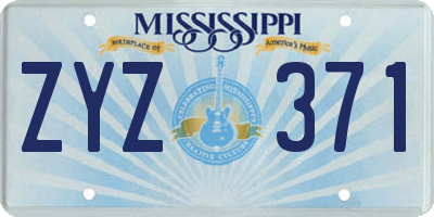 MS license plate ZYZ371