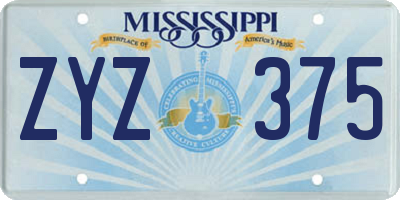 MS license plate ZYZ375