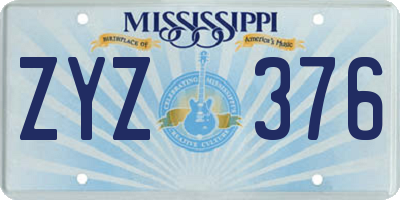 MS license plate ZYZ376