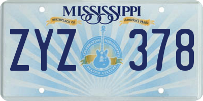 MS license plate ZYZ378
