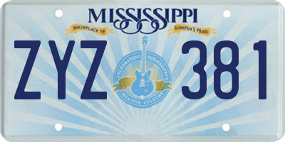 MS license plate ZYZ381