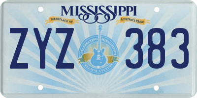 MS license plate ZYZ383