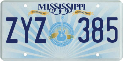MS license plate ZYZ385