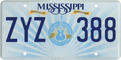 MS license plate ZYZ388