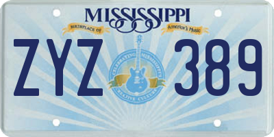 MS license plate ZYZ389