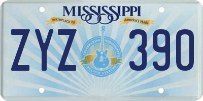MS license plate ZYZ390
