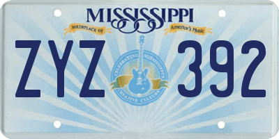 MS license plate ZYZ392