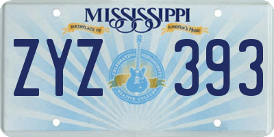MS license plate ZYZ393