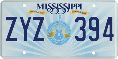 MS license plate ZYZ394