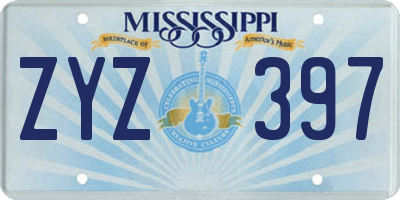 MS license plate ZYZ397