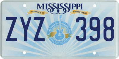 MS license plate ZYZ398