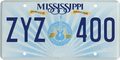 MS license plate ZYZ400