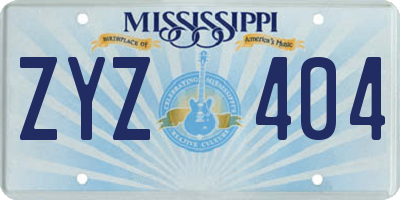 MS license plate ZYZ404