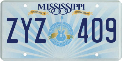 MS license plate ZYZ409