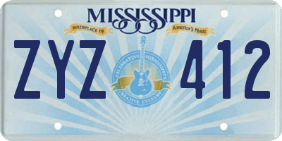 MS license plate ZYZ412