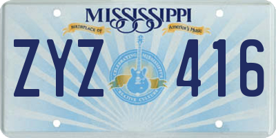 MS license plate ZYZ416