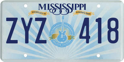 MS license plate ZYZ418