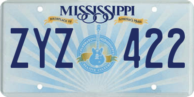MS license plate ZYZ422