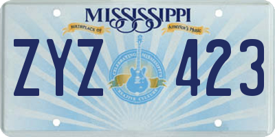 MS license plate ZYZ423