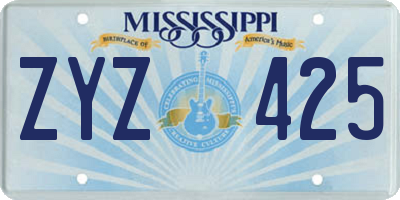 MS license plate ZYZ425
