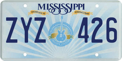 MS license plate ZYZ426