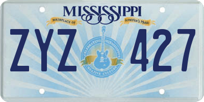 MS license plate ZYZ427