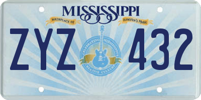 MS license plate ZYZ432