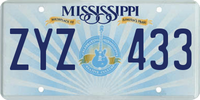 MS license plate ZYZ433