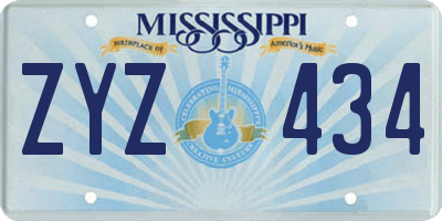 MS license plate ZYZ434