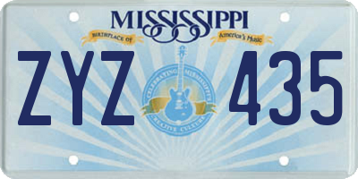 MS license plate ZYZ435