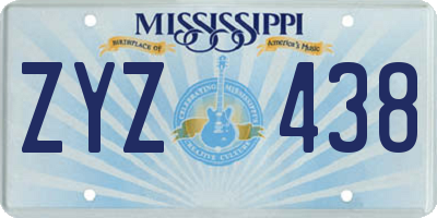 MS license plate ZYZ438