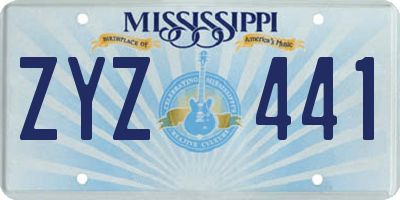 MS license plate ZYZ441