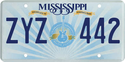 MS license plate ZYZ442
