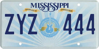 MS license plate ZYZ444