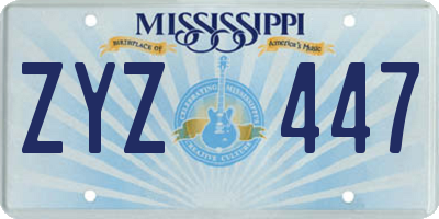 MS license plate ZYZ447