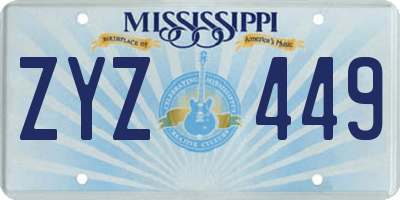 MS license plate ZYZ449