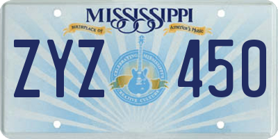 MS license plate ZYZ450