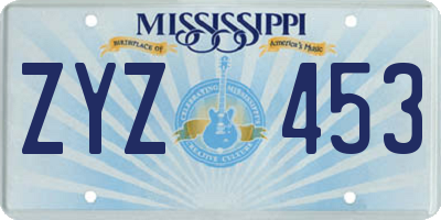 MS license plate ZYZ453