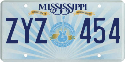 MS license plate ZYZ454