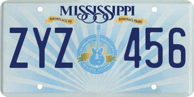 MS license plate ZYZ456