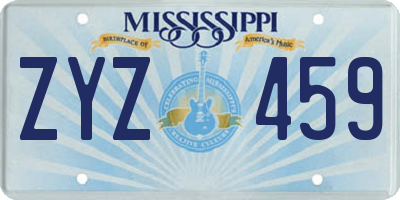 MS license plate ZYZ459