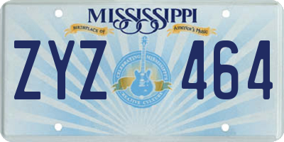 MS license plate ZYZ464