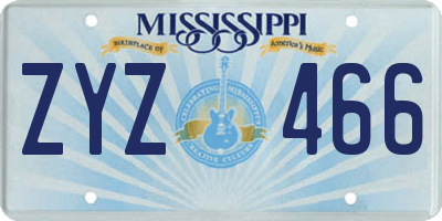 MS license plate ZYZ466