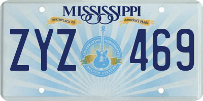 MS license plate ZYZ469