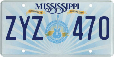 MS license plate ZYZ470
