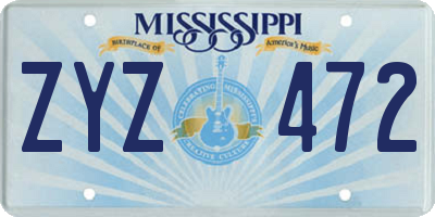 MS license plate ZYZ472